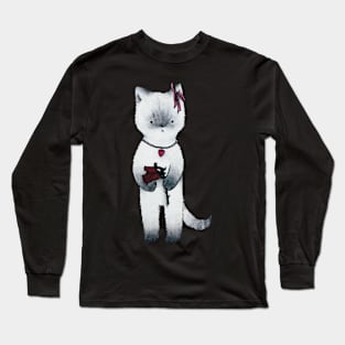 coquette cat illustration valentine&amp;#39;s day wilted rose coquette Long Sleeve T-Shirt